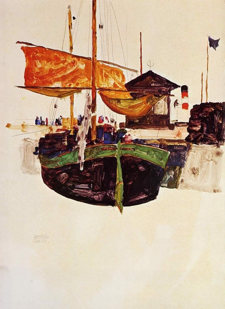 Egon Schiele Ships at Trieste